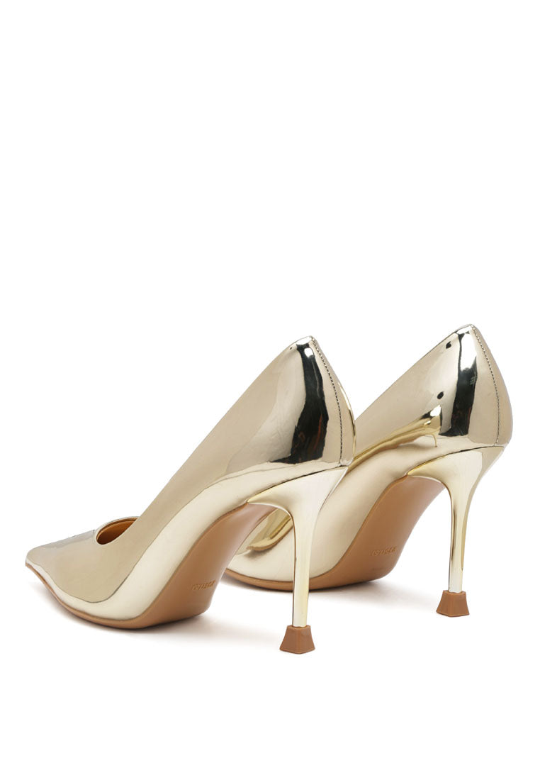 Poudre Metallic Leather Pumps