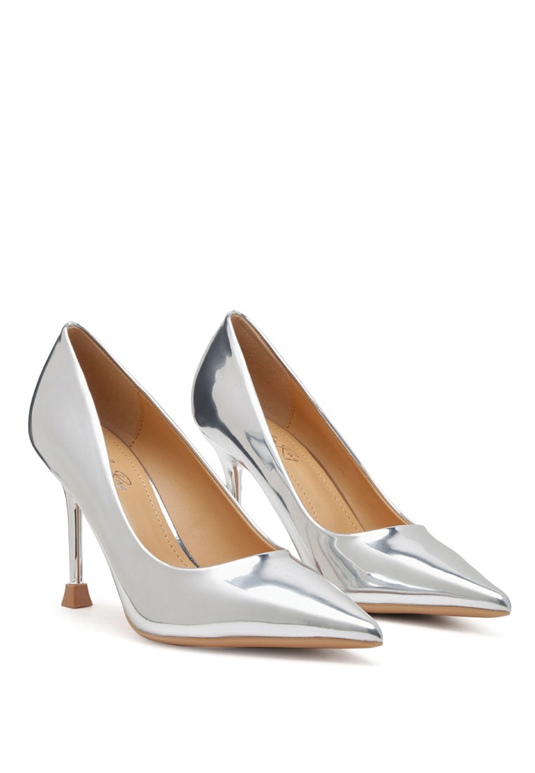 Poudre Metallic Leather Pumps