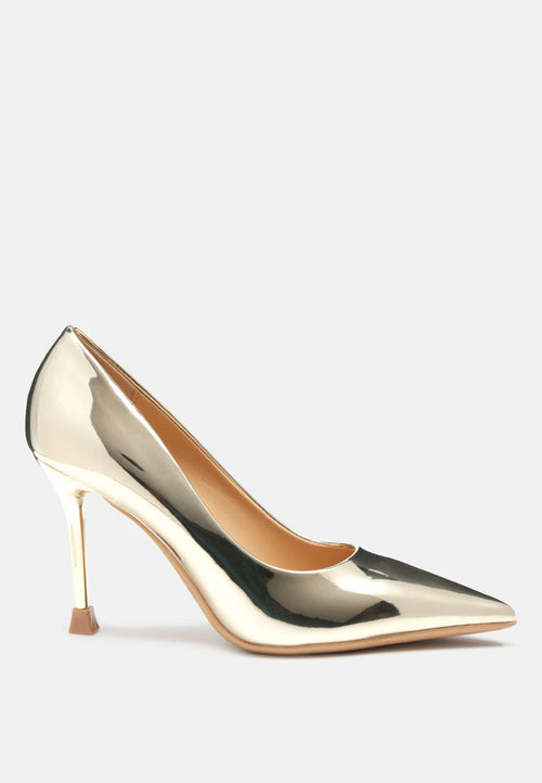 Poudre Metallic Leather Pumps